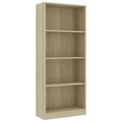 4-Tier Book Cabinet Sonoma Oak 60x24x142 cm Engineered Wood