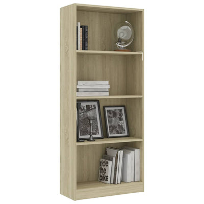 4-Tier Book Cabinet Sonoma Oak 60x24x142 cm Engineered Wood