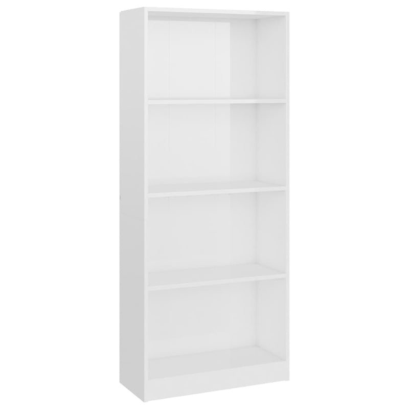 4-Tier Book Cabinet High Gloss White 60x24x142 cm Engineered Wood