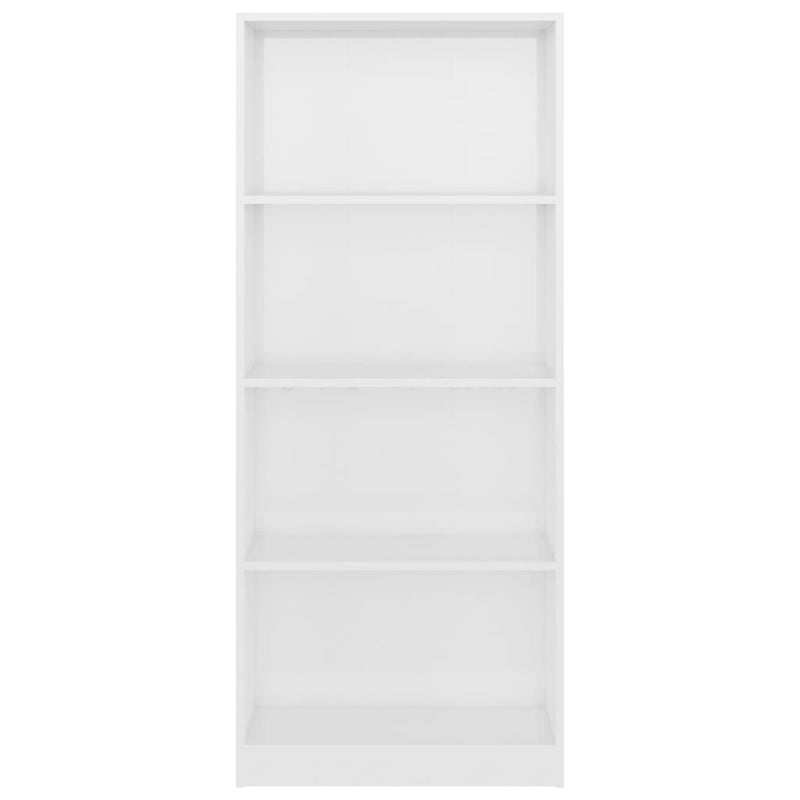 4-Tier Book Cabinet High Gloss White 60x24x142 cm Engineered Wood