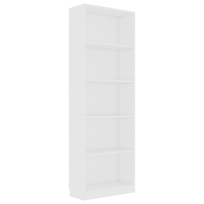 5-Tier Book Cabinet White 60x24x175 cm Engineered Wood