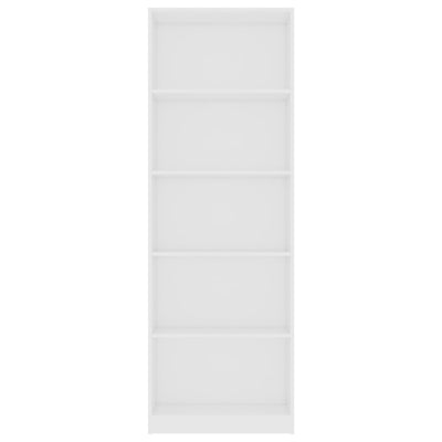 5-Tier Book Cabinet White 60x24x175 cm Engineered Wood