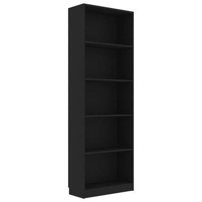 5-Tier Book Cabinet Black 60x24x175 cm Engineered Wood