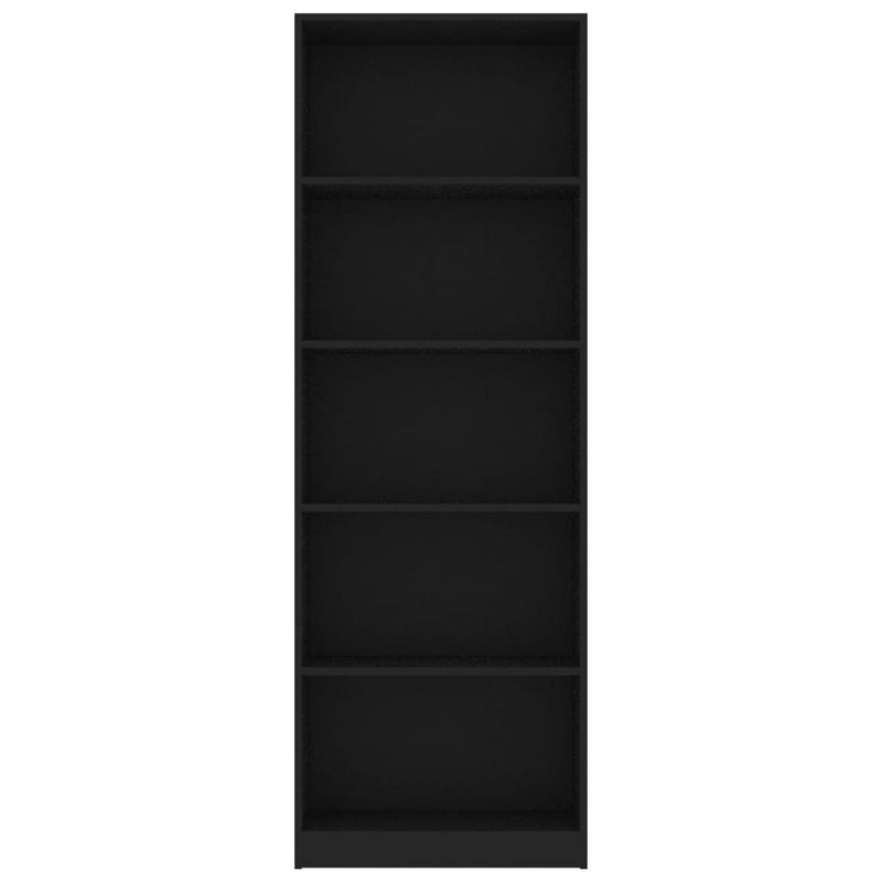 5-Tier Book Cabinet Black 60x24x175 cm Engineered Wood