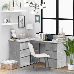 Corner Desk 145x100x76 cm Engineered Wood Concrete grey