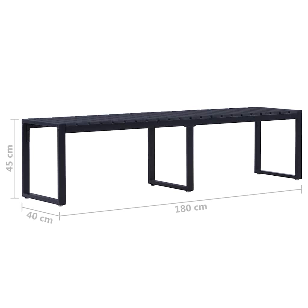 vidaXL Garden Bench 180 cm PS Board Black 5