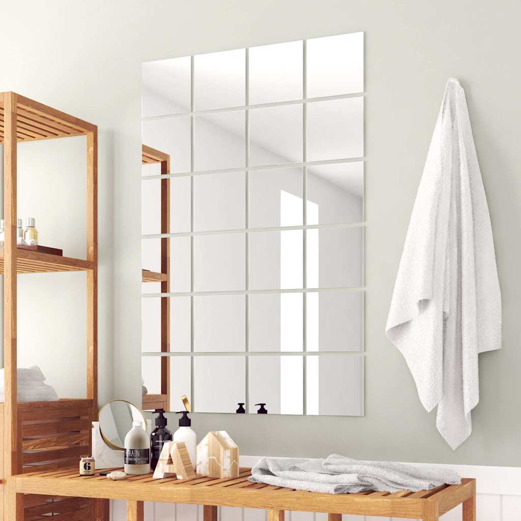 vidaXL 48 pcs Mirror Tiles Square Glass 1