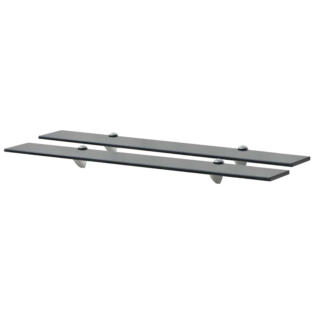 vidaXL Floating Shelf | Set of 2 | Black | Tempered safety glass | 80 x 10 cm 1