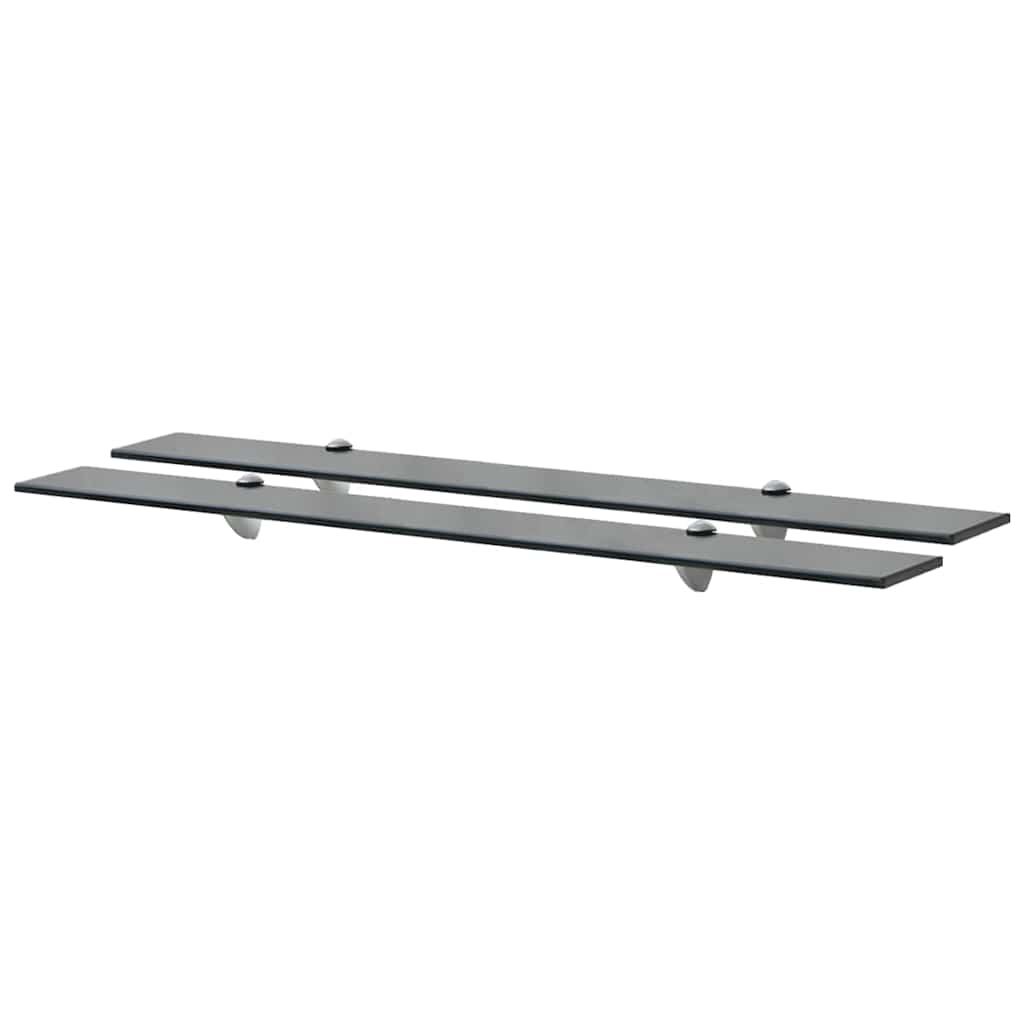vidaXL Floating Shelf | Set of 2 | Black | Tempered safety glass, Zinc alloy 1