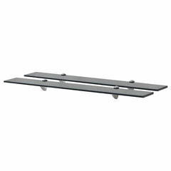 Floating Shelves Glass 8 mm 2 Black 80 x 20 cm
