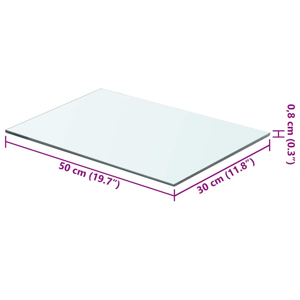 vidaXL Shelves 2 pcs Panel Glass Clear 50x30 cm 4