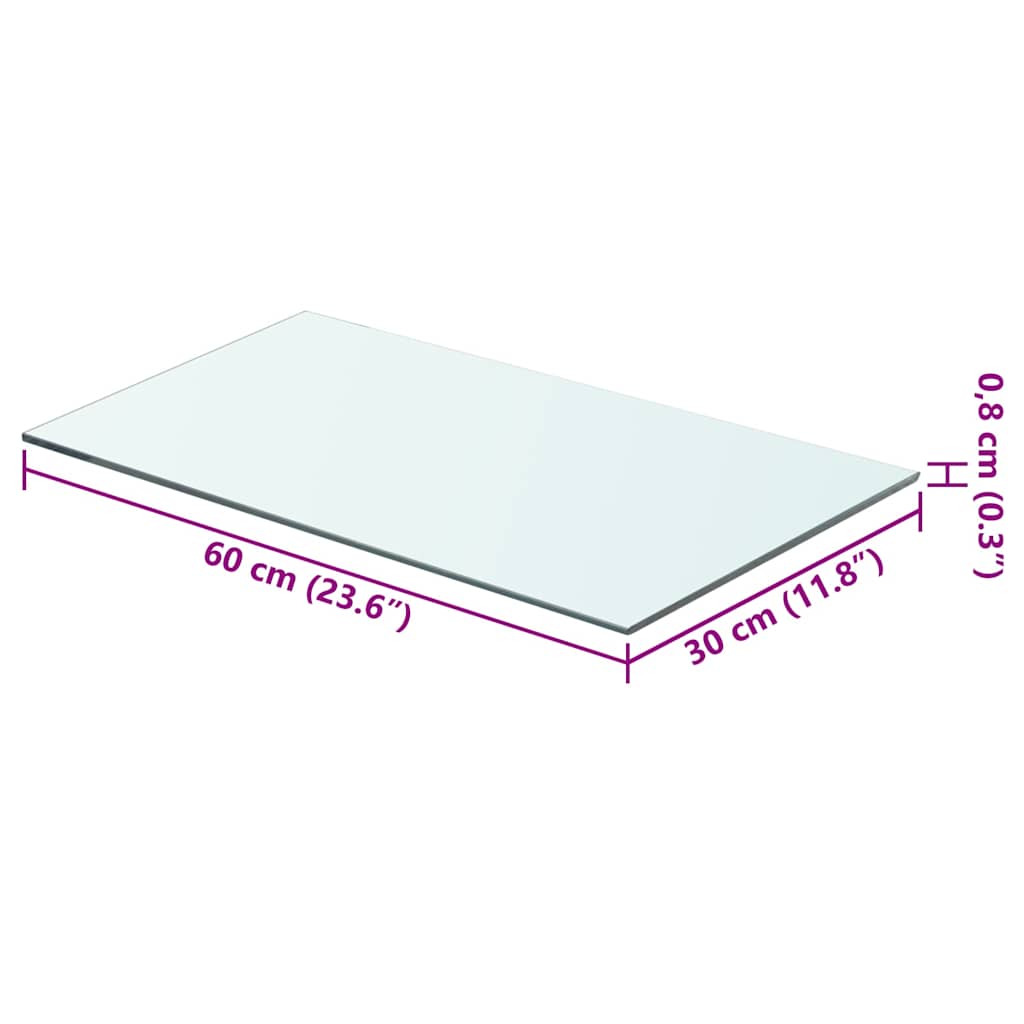 vidaXL Glass Panel | Set of 2 | Clear | Tempered glass | 60x30 cm | Glass Shelf 4