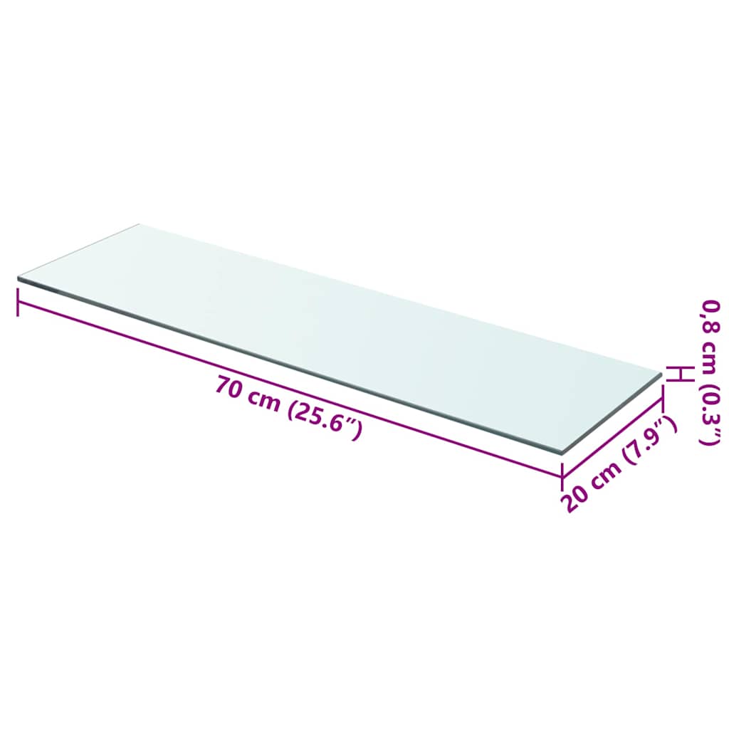 vidaXL Glass Panel | Set of 2 | Clear | Tempered Glass | 70x20 cm | Glass Shelf 4