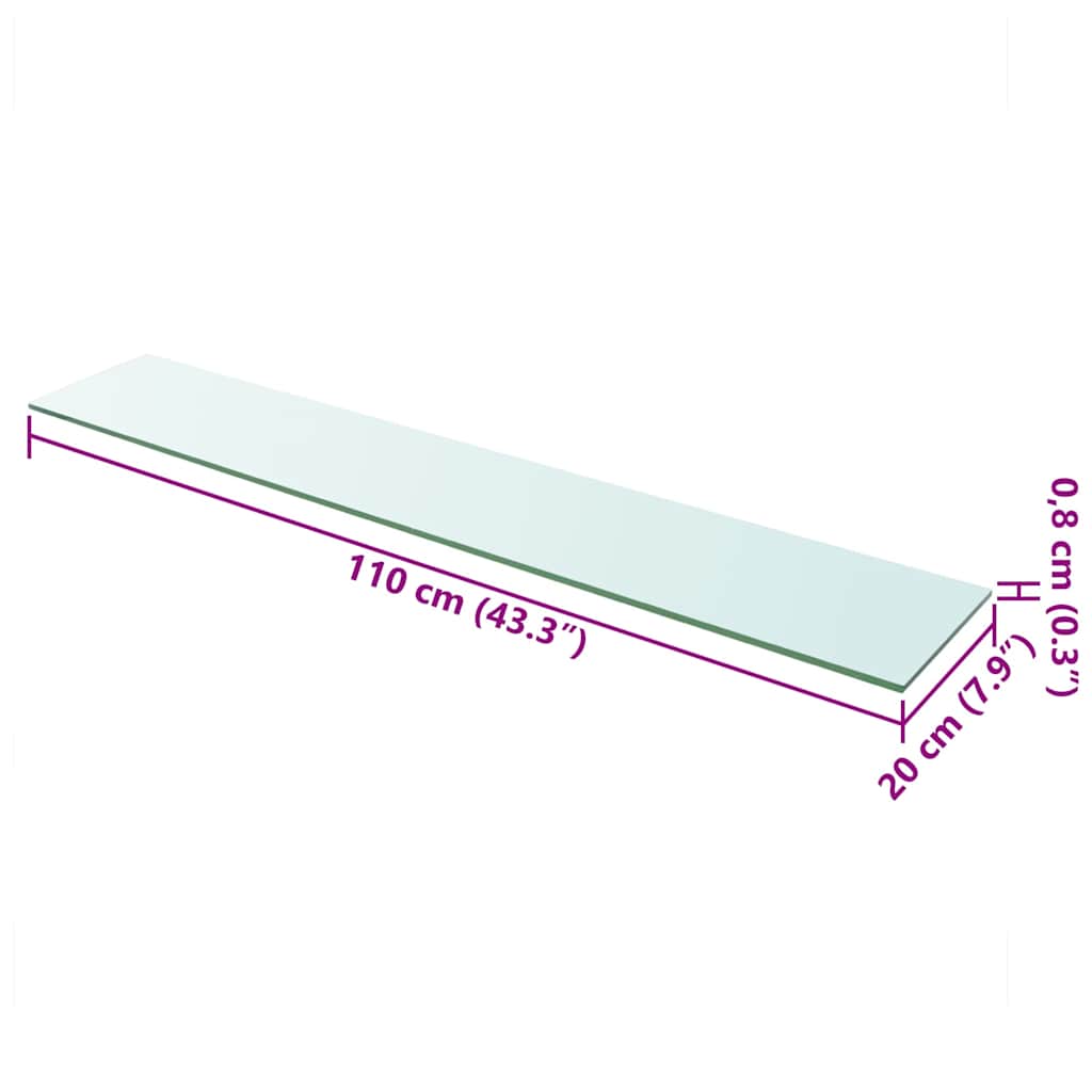 vidaXL Glass Panel | Set of 2 | Clear | Tempered glass | 110 x 20 cm 4