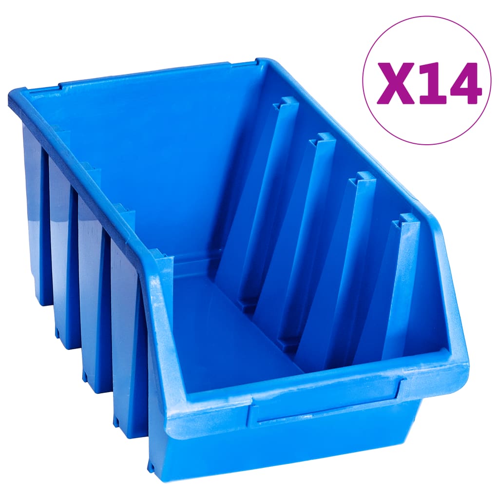vidaXL Stacking Storage Bins 14 pcs Blue Plastic 1