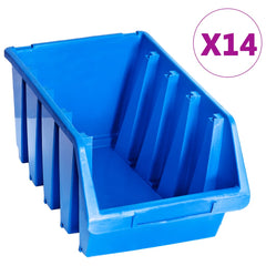 vidaXL Stacking Storage Bins 14 pcs Blue Plastic 1