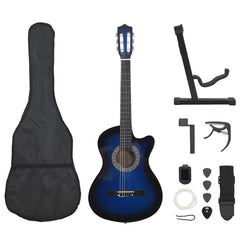 vidaXL 12 Piece Western Classical Guitar Set with 6 Strings Blue 38 1