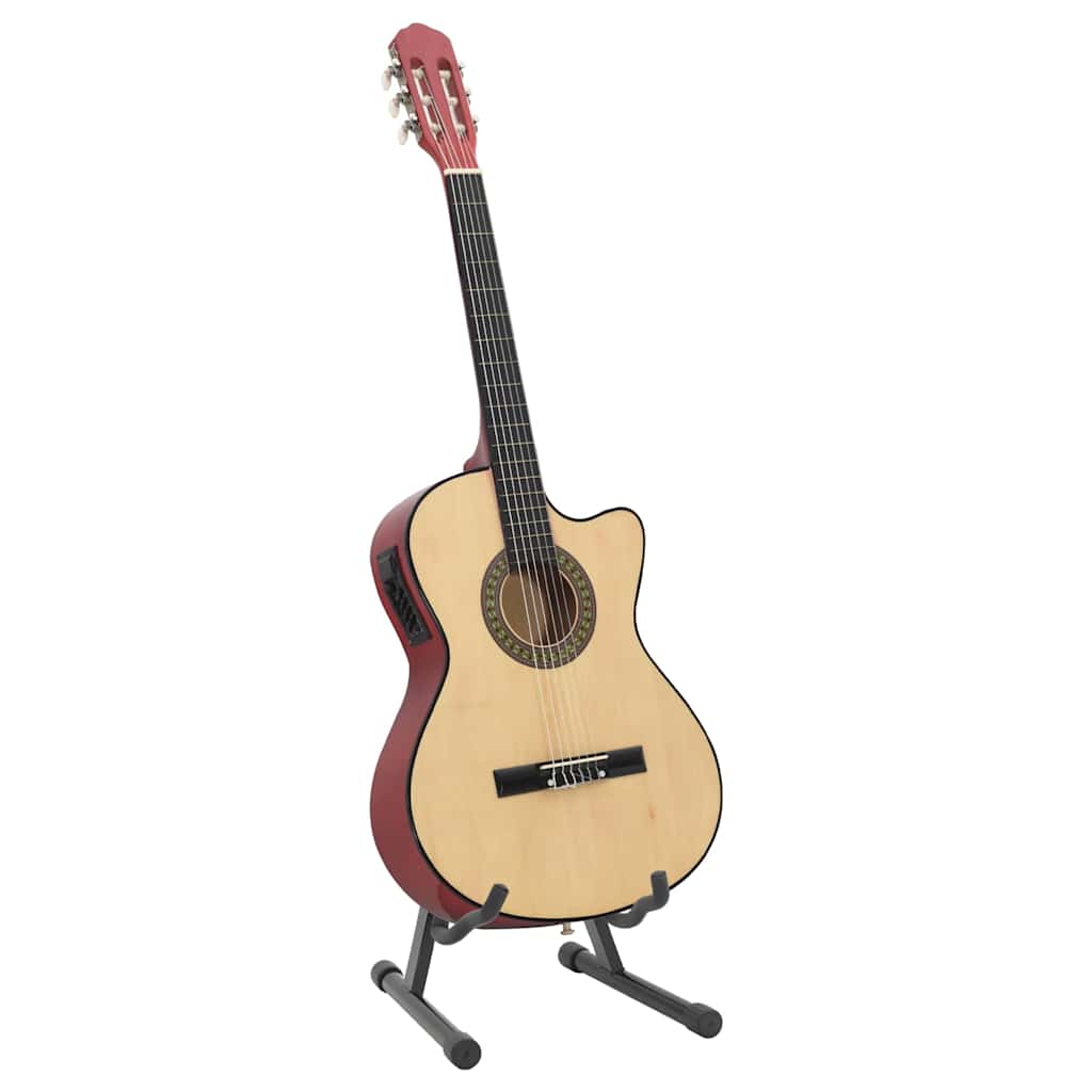 12 Piece Western Guitar Set with Equalizer and 6 Strings Light brown
