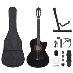 vidaXL 12 Piece Western Guitar Set with Equalizer and 6 Strings Black 1