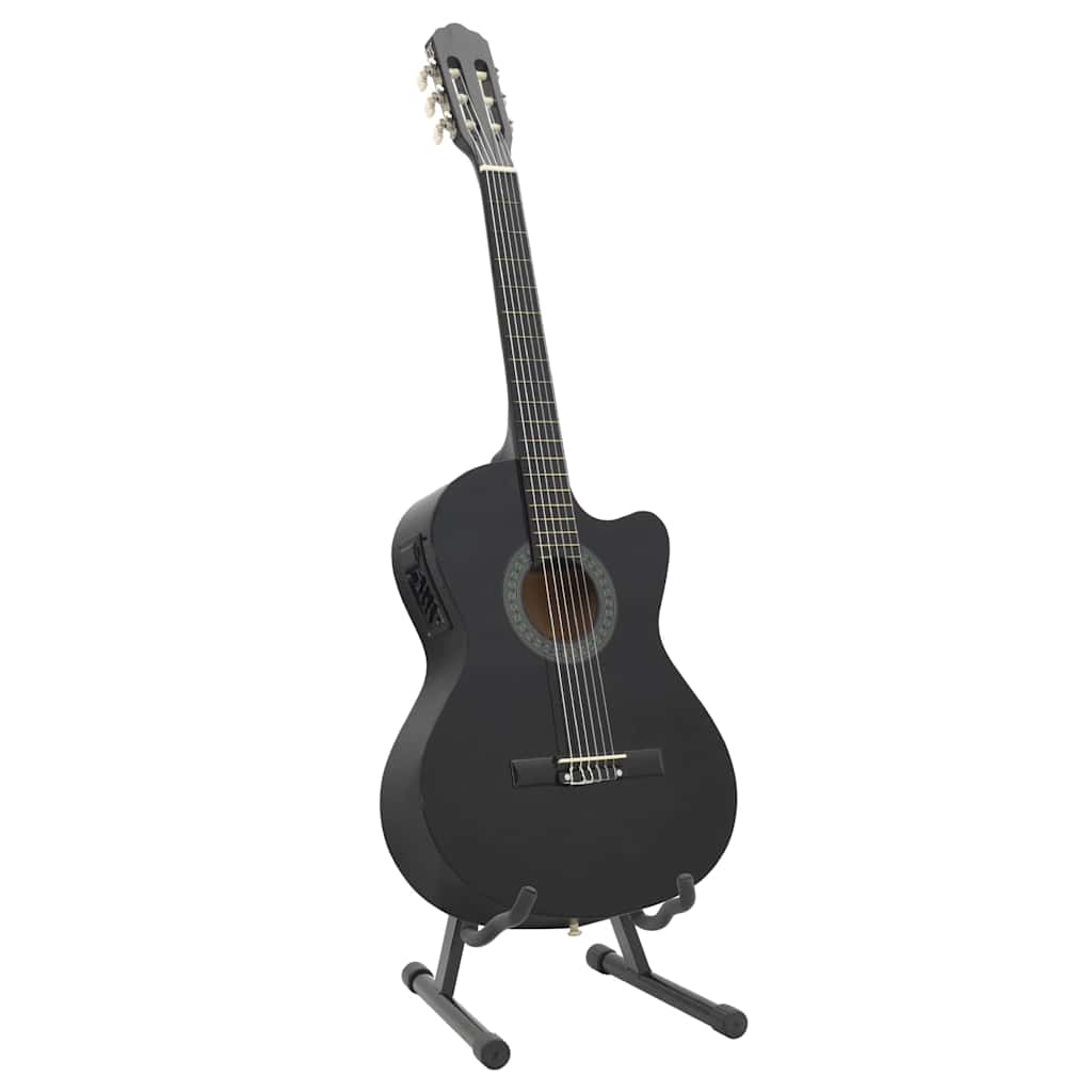 vidaXL 12 Piece Western Guitar Set with Equalizer and 6 Strings Black 2