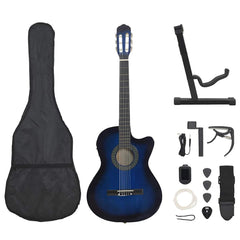 vidaXL 12 Piece Western Guitar Set with Equalizer and 6 Strings Blue 1