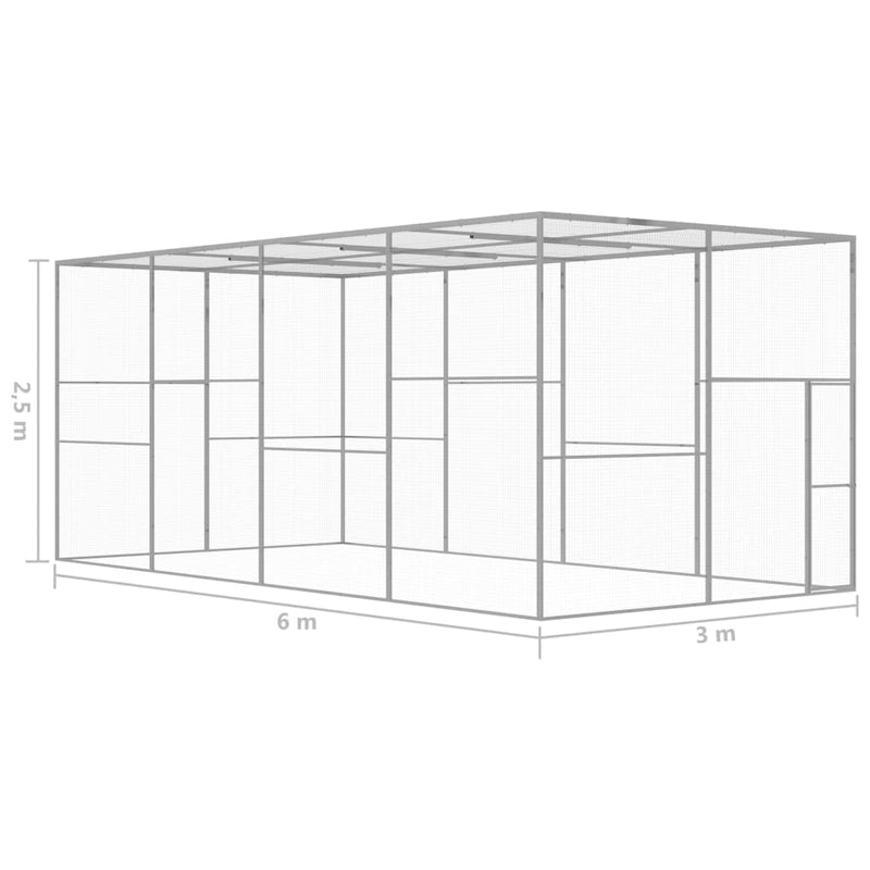 Cat Cage 6x3x2.5 m Galvanised Steel