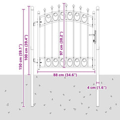 Fence gates EMMEN 104 x 97 cm Lockable Powder-coated steel Black 103 x 97 cm