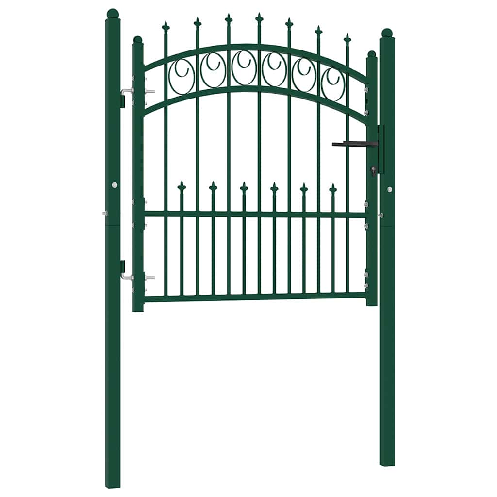 Fence Gate with Spikes EMMEN Powder-coated steel Green 104 x 97 cm