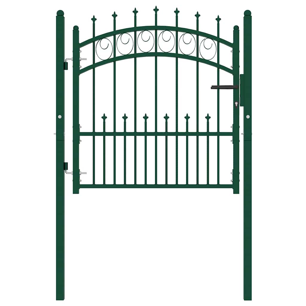 Fence Gate with Spikes EMMEN Powder-coated steel Green 104 x 97 cm