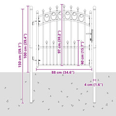 Fence Gate with Spikes EMMEN Powder-coated steel Green 104 x 97 cm