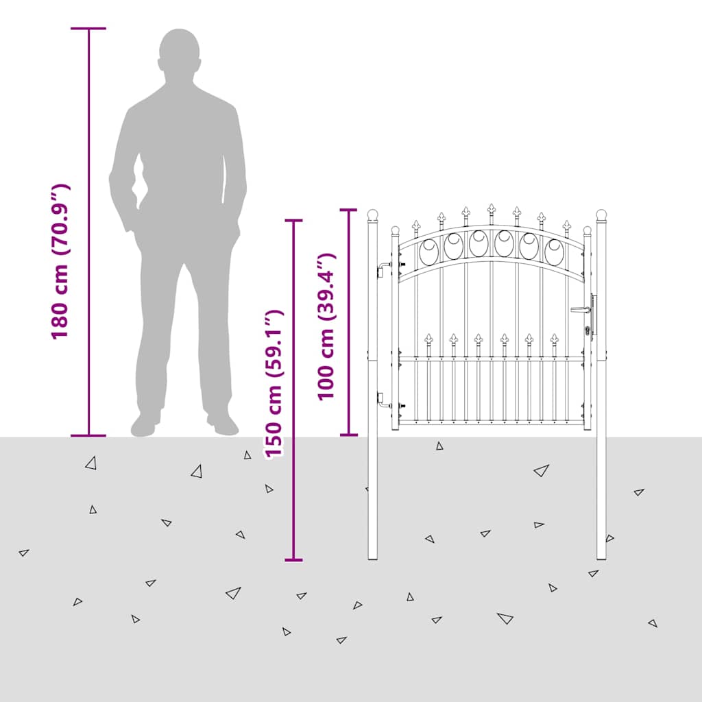 Fence Gate with Spikes EMMEN Powder-coated steel Green 104 x 97 cm
