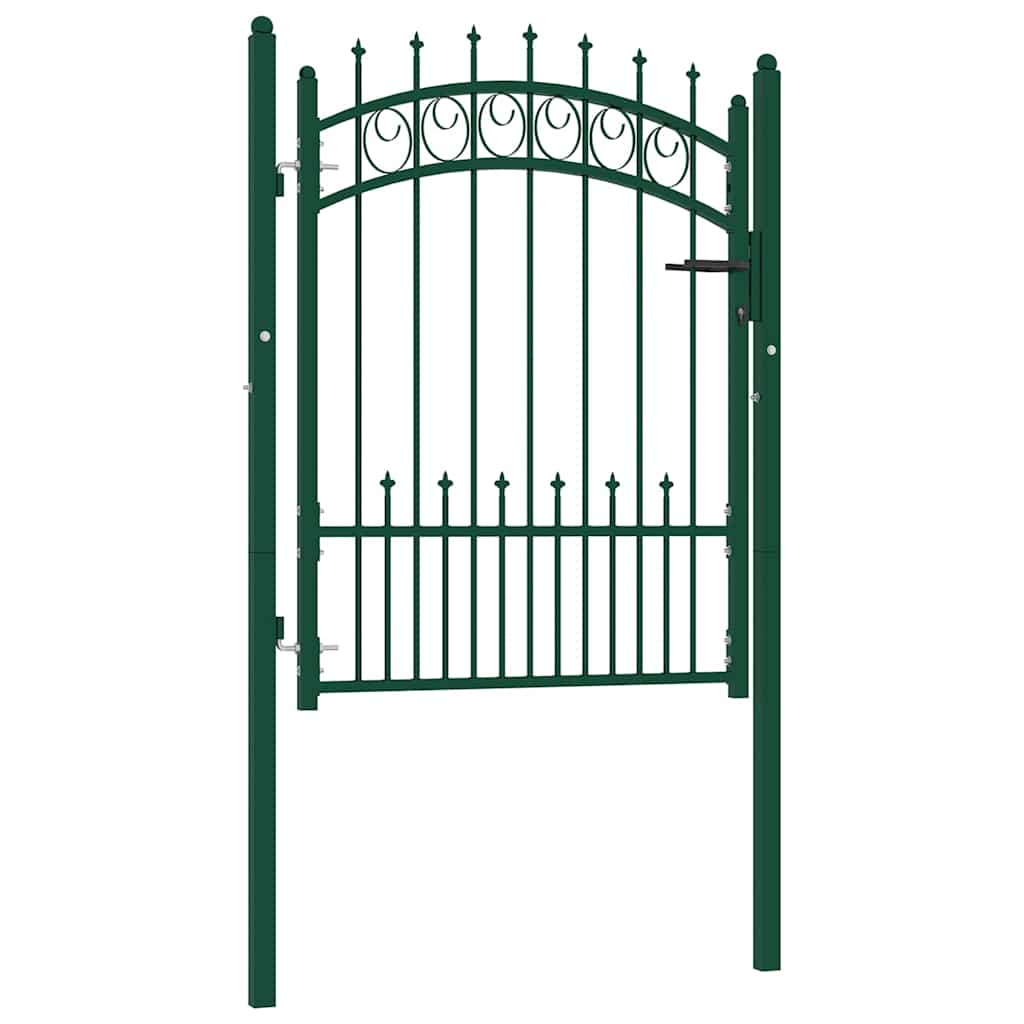 Fence Gate with Spikes EMMEN Powder-coated steel Green 104 x 109.5 cm