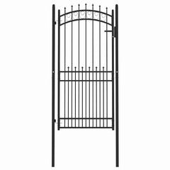 Fence Gate with Spikes EMMEN Powder-coated steel Black 104 x 147 cm