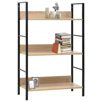 3-Layer Book Shelf Oak 60x27.6x90.5 cm Engineered Wood