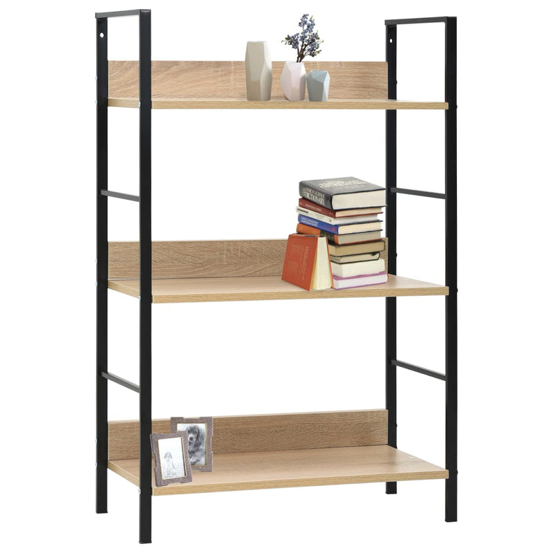 3-Layer Book Shelf Oak 60x27.6x90.5 cm Engineered Wood