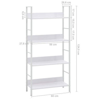 4-Layer Book Shelf White 60x27.6x124.5 cm Engineered Wood