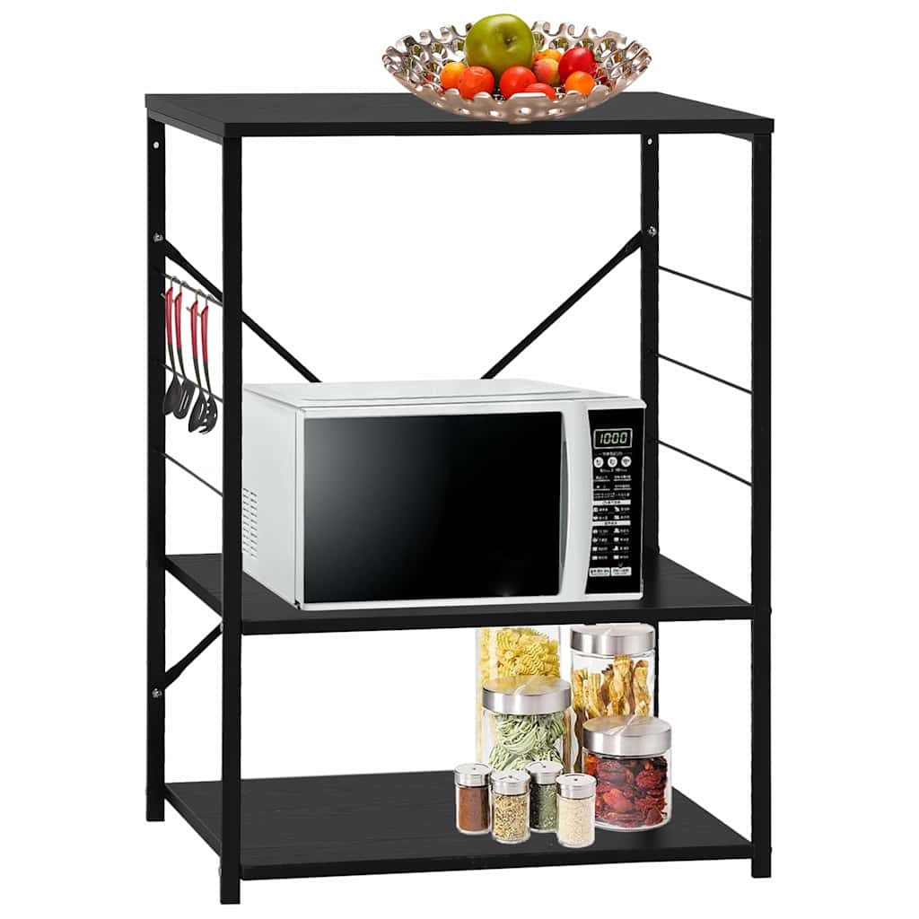 vidaXL Microwave Cabinet Black 60x39.6x79.5 cm Engineered Wood 1