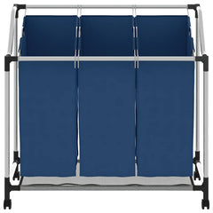 vidaXL Laundry Sorter with 3 Bags Blue Steel 5