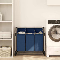 vidaXL Laundry Sorter with 3 Bags Blue Steel 1