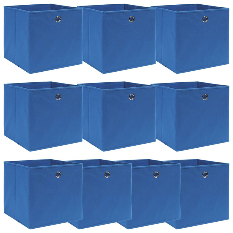 Storage Boxes 10 pcs Blue 32x32x32 cm Fabric