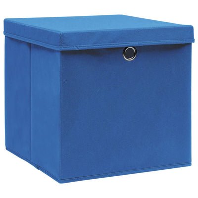 Storage Boxes with Lids 10 pcs Blue 32x32x32 cm Fabric