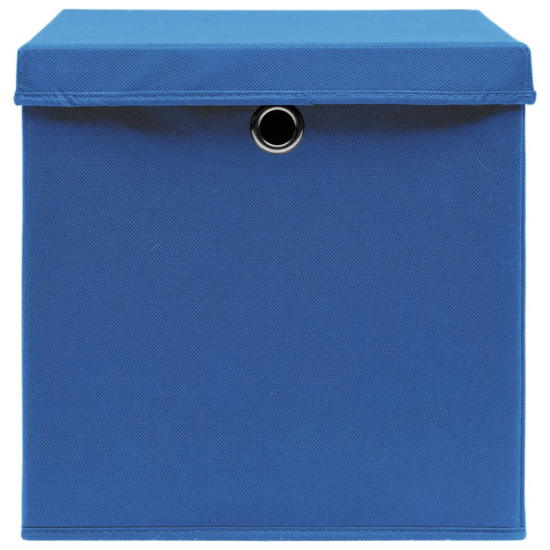 Storage Boxes with Lids 10 pcs Blue 32x32x32 cm Fabric