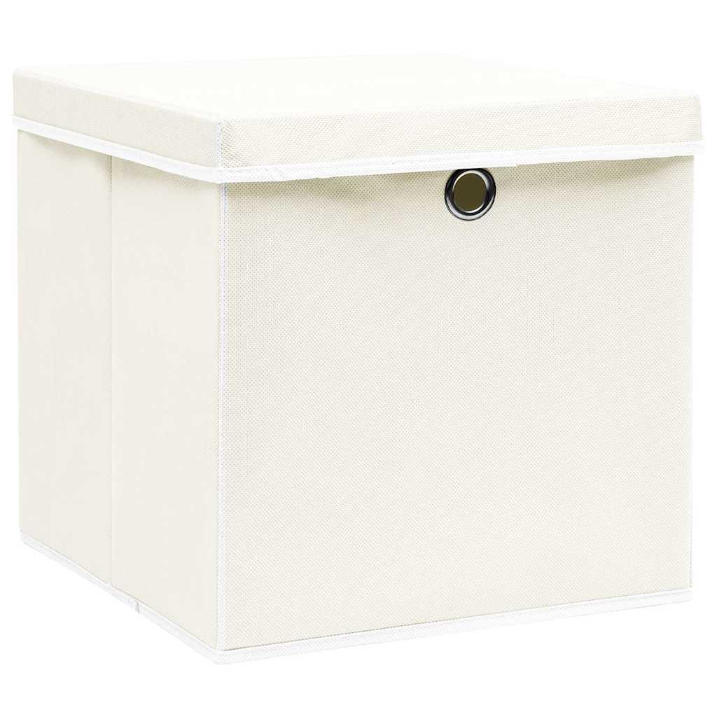 vidaXL Storage Boxes with Lids 4 pcs White 32x32x32 cm Fabric 2