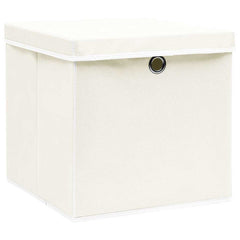 vidaXL Storage Boxes with Lids 4 pcs White 32x32x32 cm Fabric 2