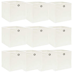vidaXL Storage Box | Set of 10 | White | Non-woven fabric (100% polyester) 1