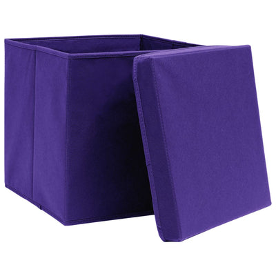 Storage Boxes with Lids 10 pcs Purple 32x32x32 cm Fabric