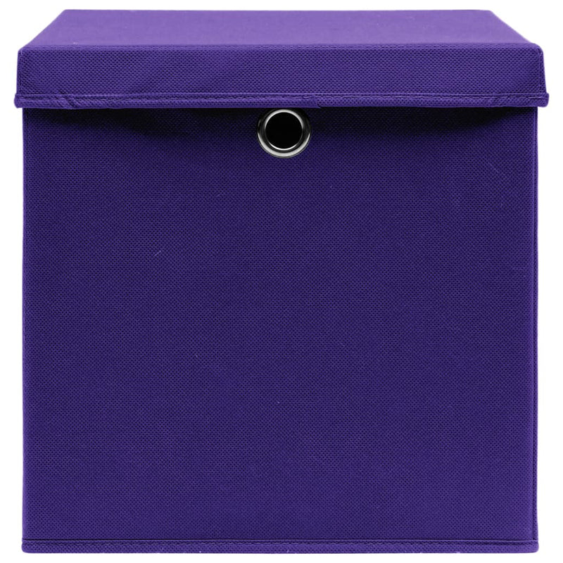 Storage Boxes with Lids 10 pcs Purple 32x32x32 cm Fabric