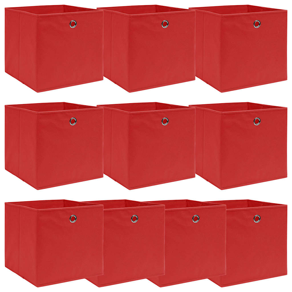 vidaXL Storage Boxes 10 pcs Red 32x32x32 cm Fabric 1