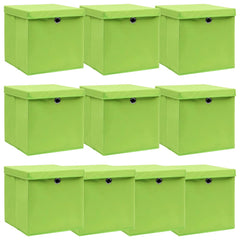 vidaXL Storage Box | Set of 10 | Green | Non-woven fabric (100% polyester) 1