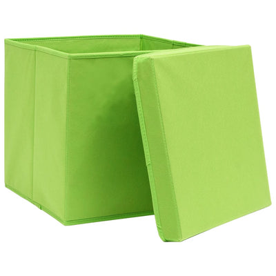 Storage Boxes with Lids 10 pcs Green 32x32x32 cm Fabric